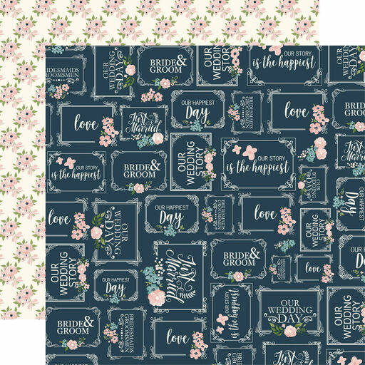 Echo Park - Just Married Collection - Our Story Cardstock - Sweet Love - папір 30x30 см