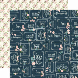 Echo Park - Just Married Collection - Our Story Cardstock - Sweet Love - папір 30x30 см