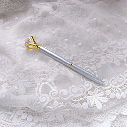 Ручка з "діамантом" - колір Срібло з золотом