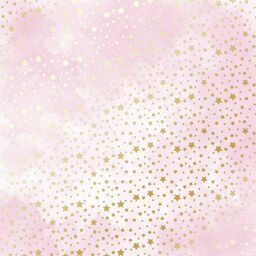 Лист одностороннього паперу з фольгуванням "Golden Stars Pink shabby" (9-024)