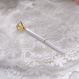 Ручка з "діамантом" - колір Білий з золотом