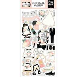 Echo Park - Wedding Collection - Phrases Chipboard Stickers - чіпборд