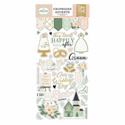 Echo Park - Marry me Collection - Accents Chipboard Stickers - чіпборд