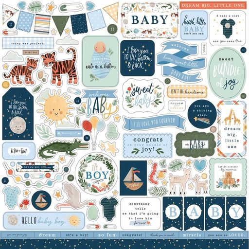 Echo Park - Welcome Baby Boy Collection - Cardstock Stickers - наклейки