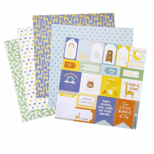 American Crafts - Hello Little Boy Collection - Double-Sided Paper Pad - 1/2 набору паперу 30.5x30.5 см