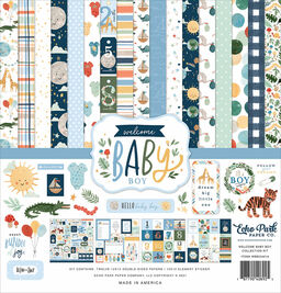 Echo Park - Welcome Baby Boy Collection Kit - Double-Sided Paper Pad - набір паперу 30x30 см