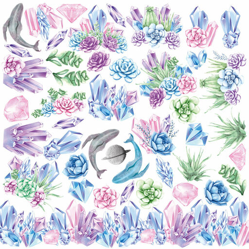 Лист одностороннього паперу з фольгуванням " Golden Mini Drops, Mystical cosmos" (8-040)