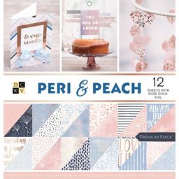 DCWV - Peri & Peach - Double-Sided Paper W/Rose Gold Foil Accents - 1/2 набору паперу 30.5х30.5 см