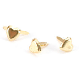 Mini Metal Paper Fasteners Hearts - Gold - брадсы