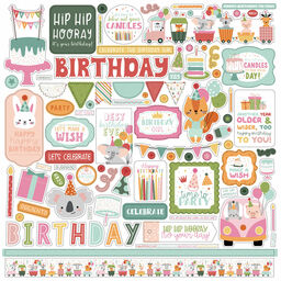 Echo Park - A Birthday Wish Girl Collection - Cardstock Stickers - наклейки
