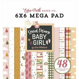 Echo Park - Special Delivery Baby Girl Collection - Double-Sided Paper Pad - 1/3 (16 листів) набору паперу 15x15 см