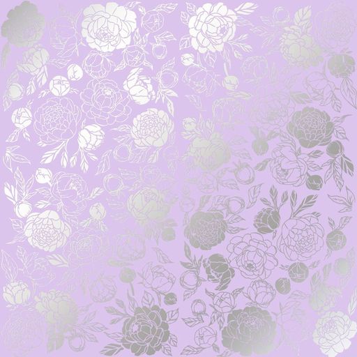 Лист одностороннього паперу з фольгуванням "Silver Peony Passion Purple" (26-011)