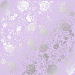 Лист одностороннього паперу з фольгуванням "Silver Peony Passion Purple" (26-011)