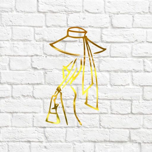 х-Дівчина в шляпі - 2 - вирубка із термотрансферної плівки - зеркальне жовте золото